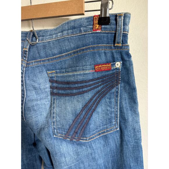 7 Seven For All Mankind Crop Dojo Jeans Size 32 Dark Wash Y2K Capri - Picture 5 of 10